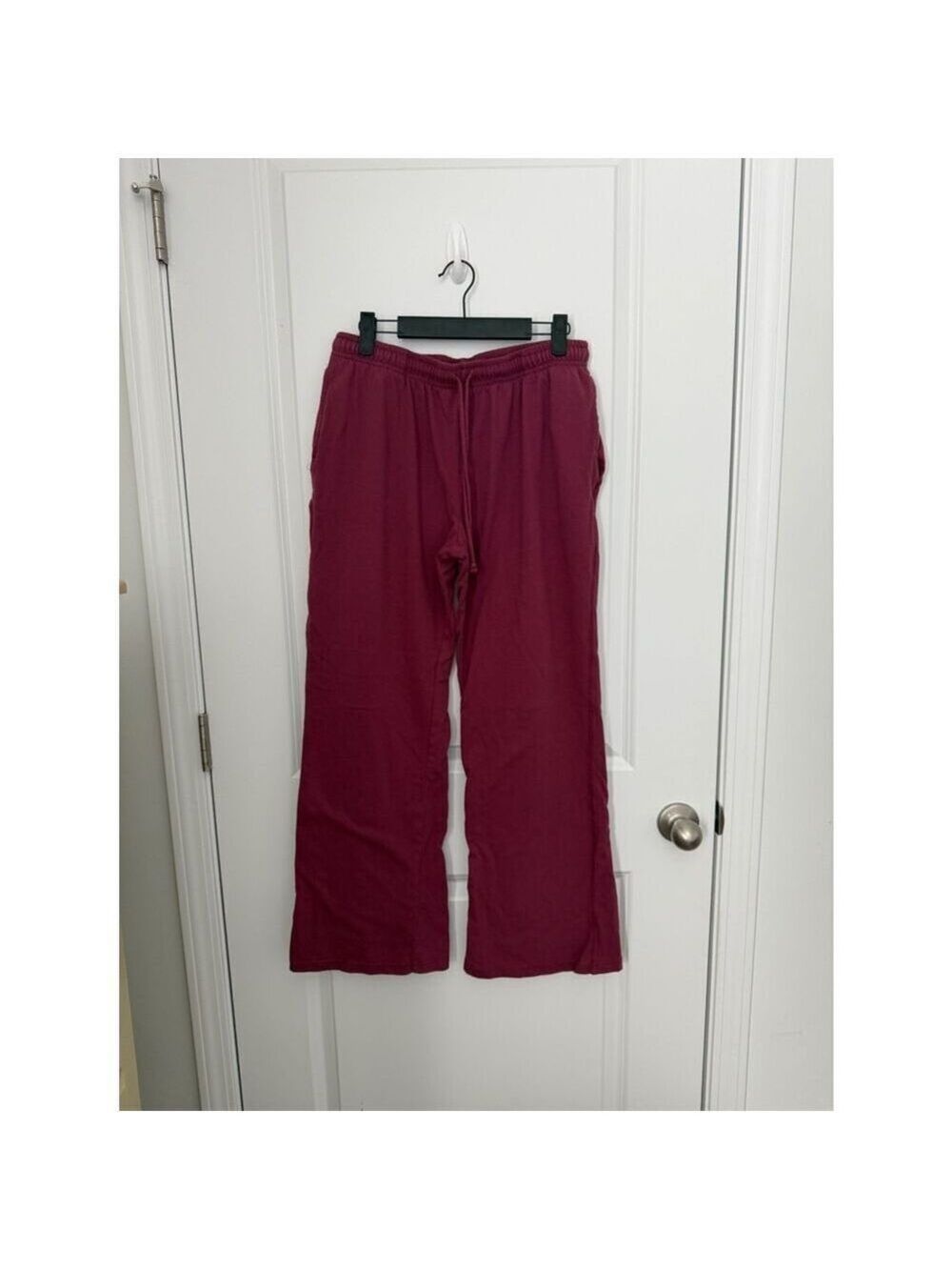 No Boundaries Women's Cotton Jersey Drawstring Lounge Pants L Berry Quartz 31.5" - Picture 2 of 4